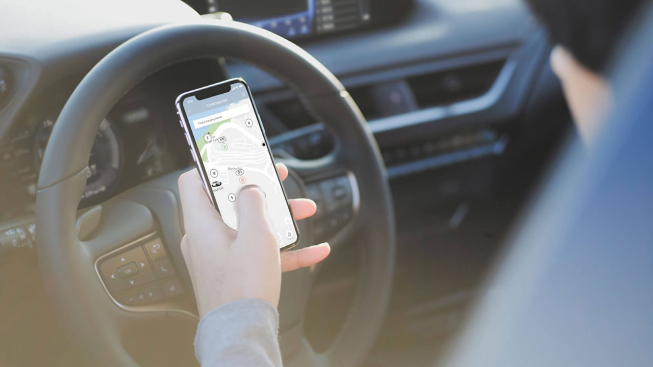 Mann mit Handy am Steuer