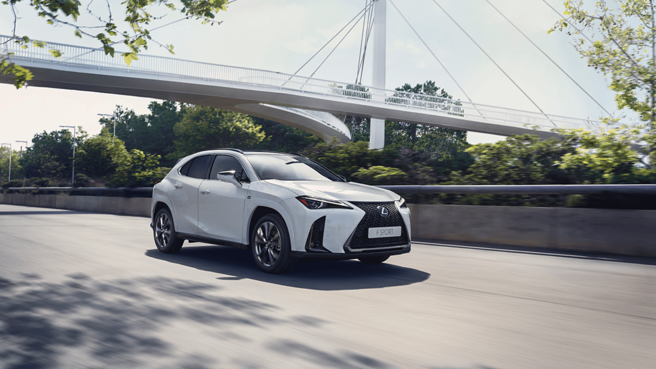 Lexus UX 250h fährt auf Straße