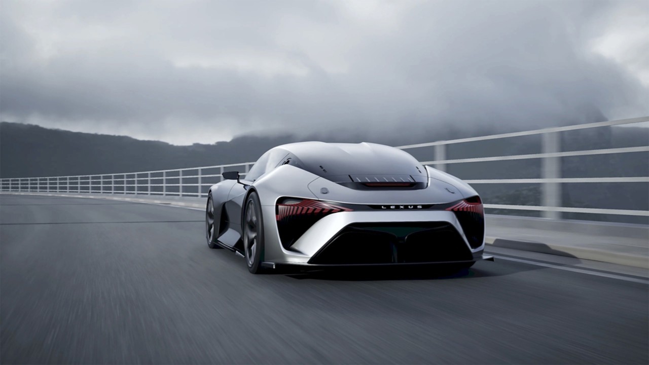 Rear view of the Lexus Electrified Sport Concept driving